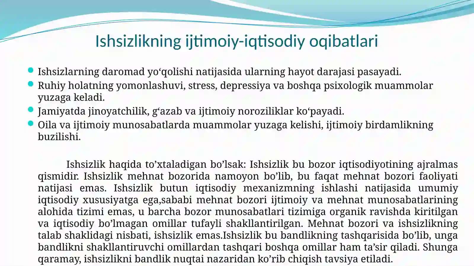 “Ishsizlikning ijtimoiy-iqtisodiy oqibatlari va Ouken qonuni” 4