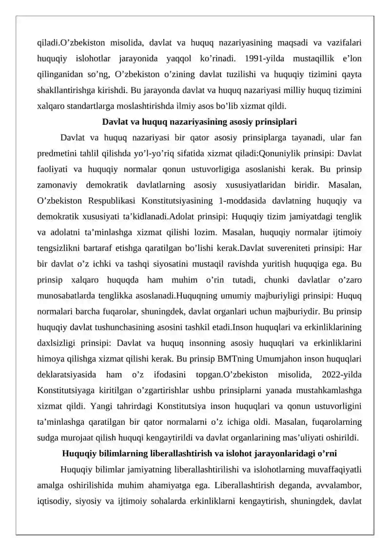 Davlat va jamiyat hayotining barcha sohalarini liberallashtirish, isloh qilish va modernizatsiyalash 4