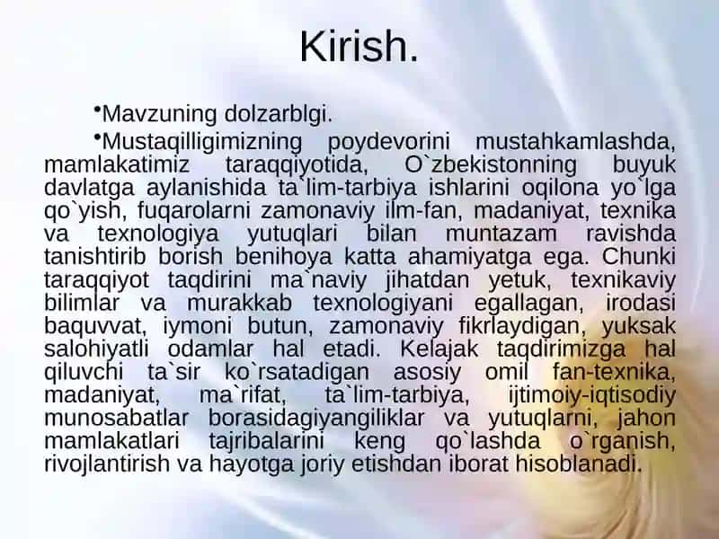 O'zbekistondagi oliy ta'lim tizimidagi o'zgarishlar islohotlar va uning istiqbollari 4