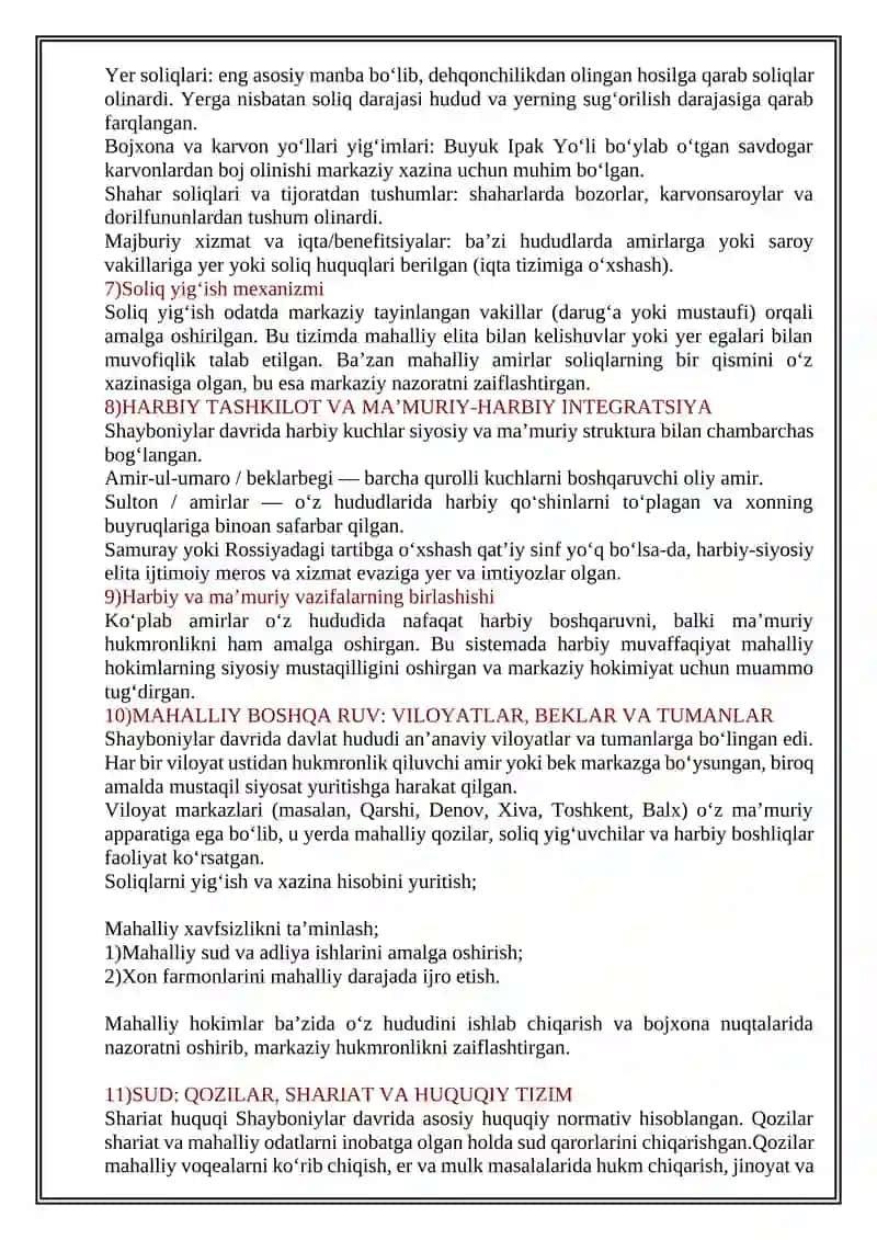 Shayboniylar davrida xonlik instituti va ma'muriy tuzilishi 4