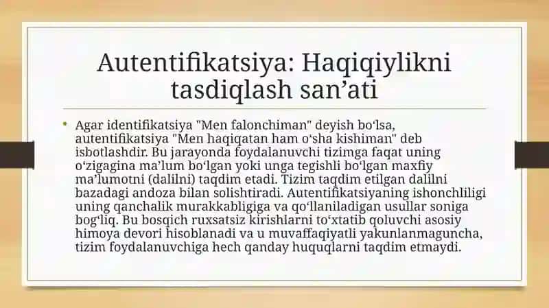Identifikatsiya va autentifikatsiya tushunchasi va vazifalari 4