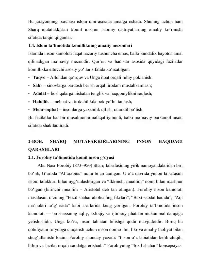 SHARQ MUTAFAKKIRLARINING ISLOM DININING INSON KAMOLOTIGA TA’SIRI HAQIDAGI G‘OYALARI MAVZUSIDA ESSAY 4
