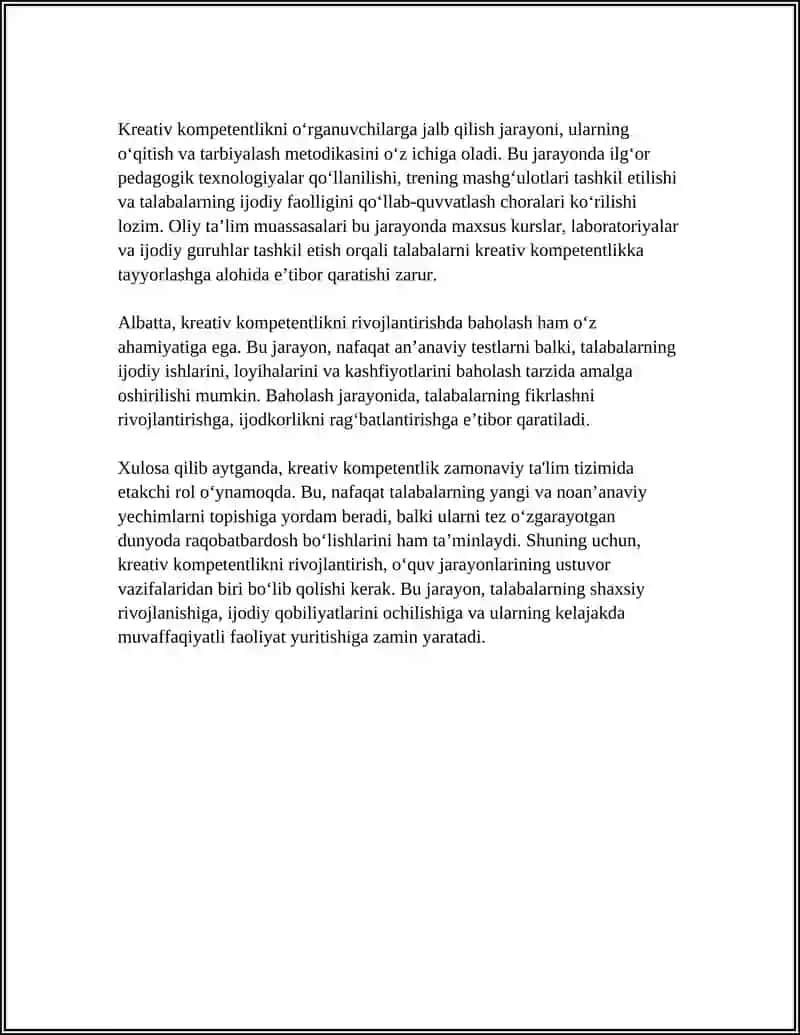 KREATIV KOMPETENTLIK VA UNING MAZMUNI 4