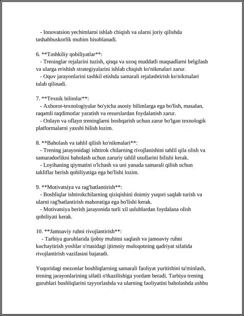 TARBIYA TRENING GURUHLARIDAGI BOSHLOVCHILARNI TAYYORLASH VA ATTESTASIYA QILISH MASALALARI 4