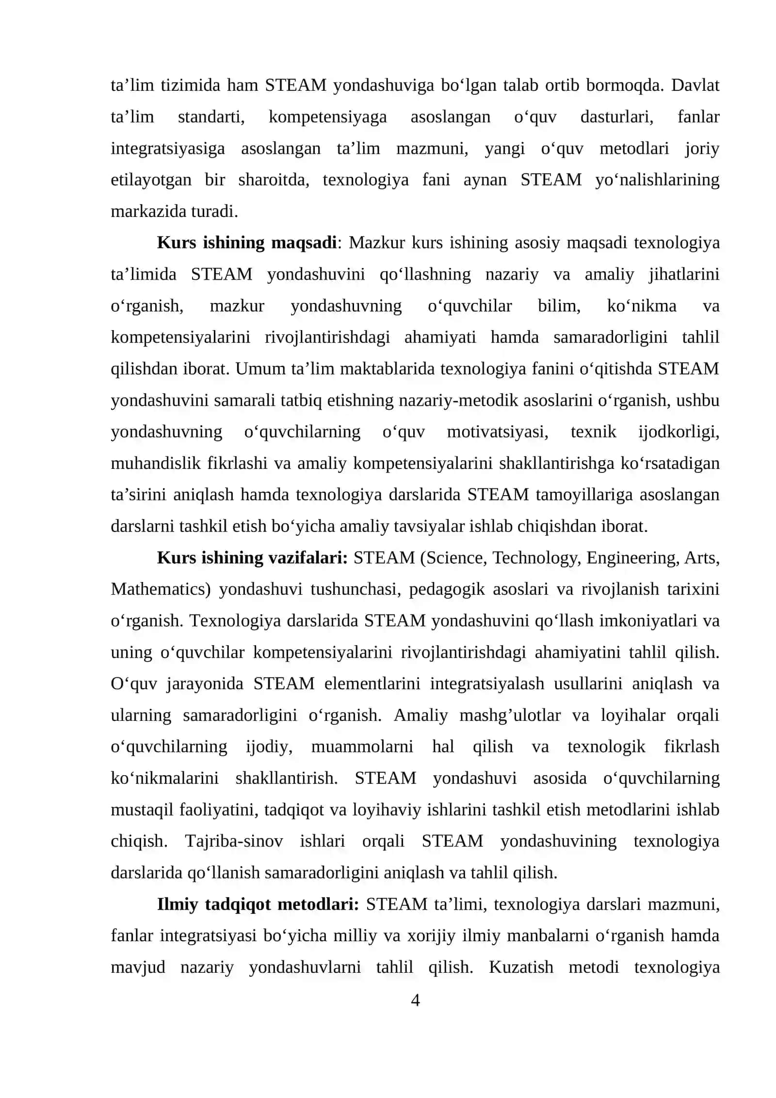 Texnologiya darslarida STEAM yondashuvining qo‘llanilishi va samaradorligi 4
