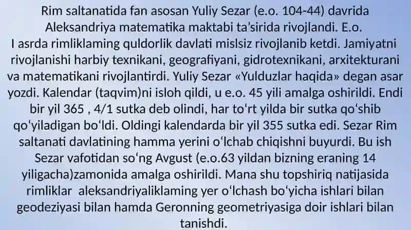 Rim saltanati davrida algebra va sonlar nazaryasi 4