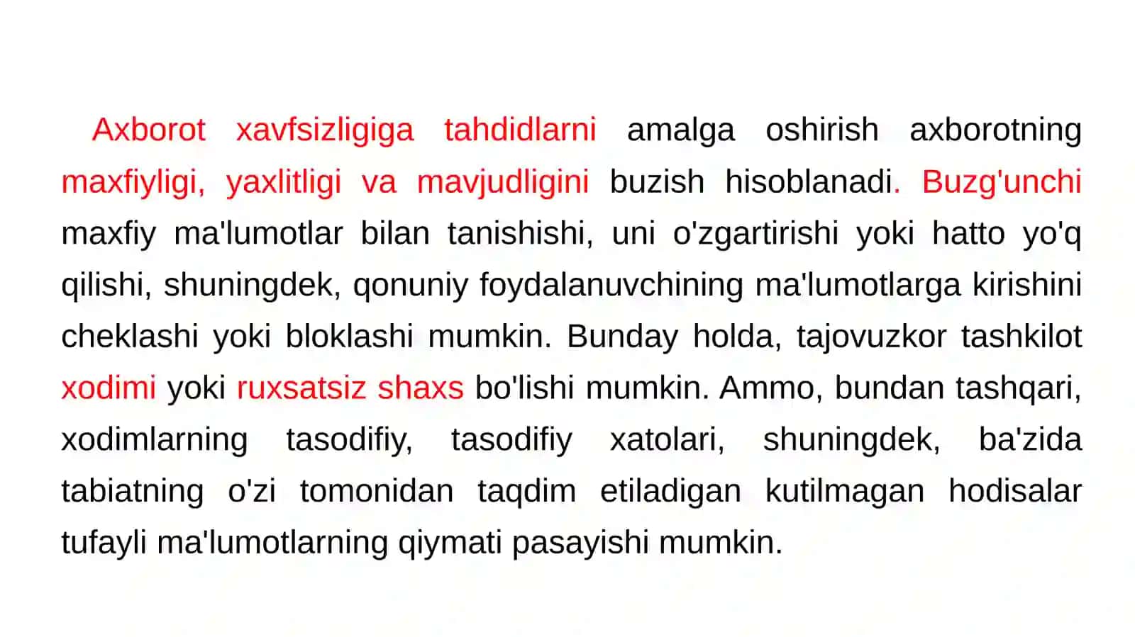 Kirish. Axborot xavfsizligiga tahdidlar 4