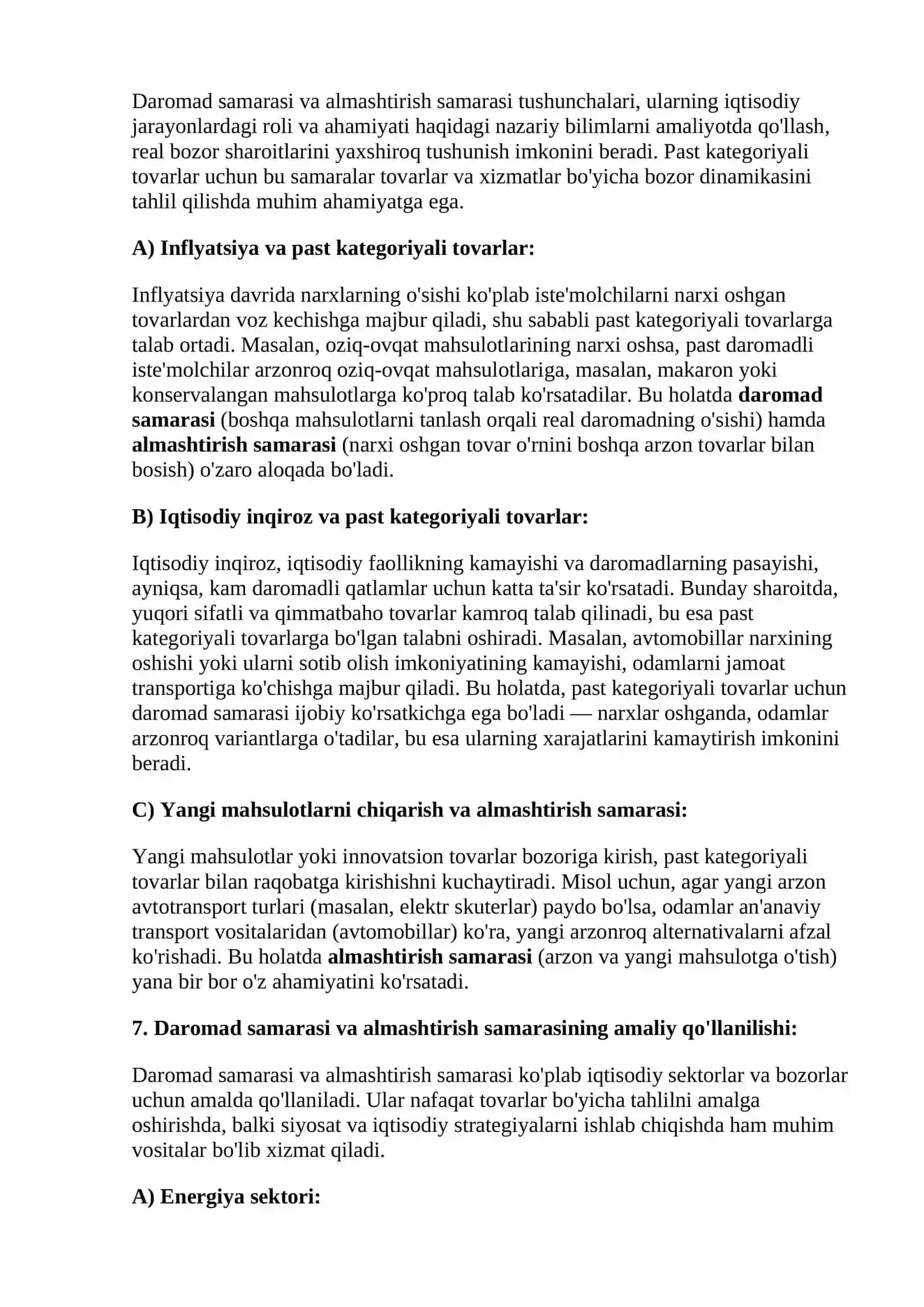 Daromad samarasi va almashtirish samarasi 4
