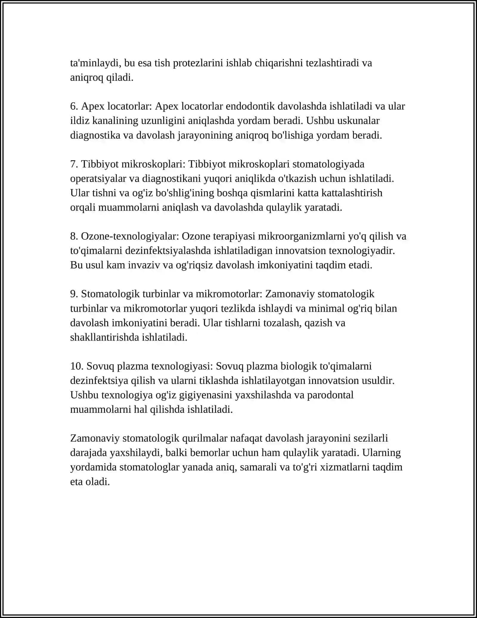 ZAMONAVIY STOMATOLOGIK QURILMALAR. TASNIFI XUSUSIYATLARI 4