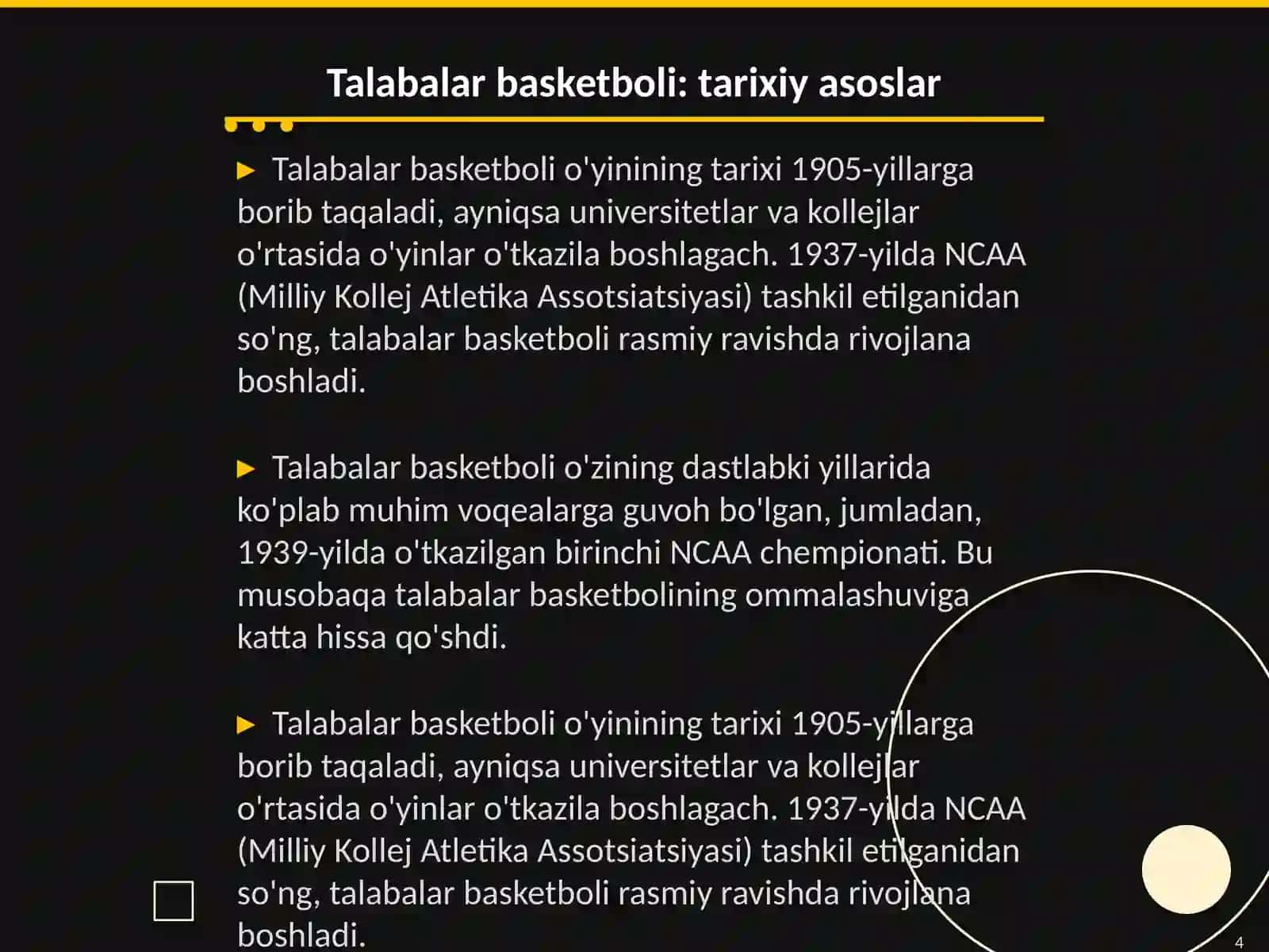 Talabalar Basketboli Tarixi 4