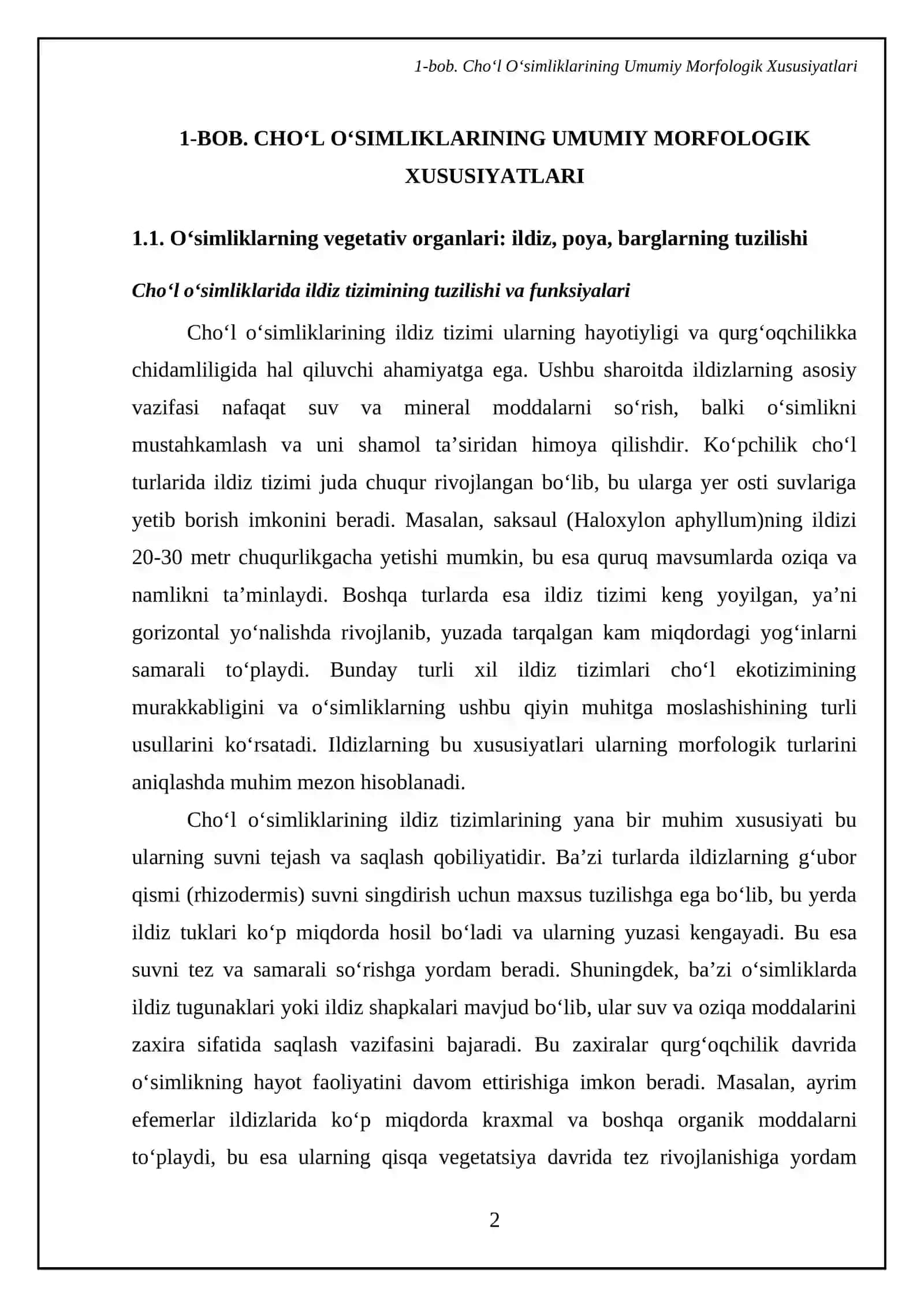 Cho’l o'simliklarining morfologik turlari va qurg'oqchilikka moslanish xususiyatlari 4