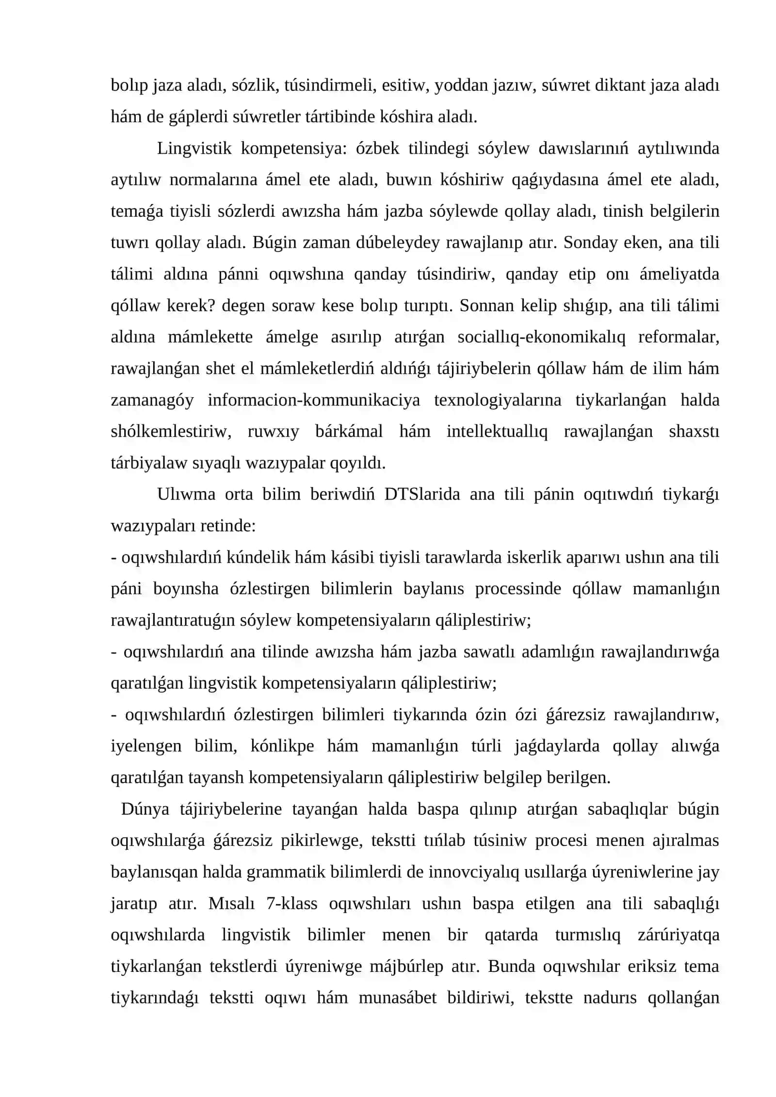 Sóylew kompitenciyası ham lingvistikaliq kompitenciyaǵa qoyılatuǵın talaplar 4