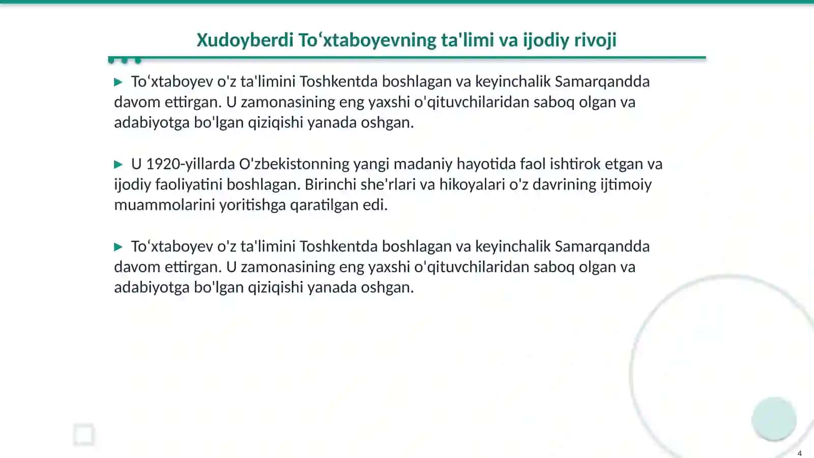 Xudoyberdi Toʻxtaboyev hayoti va ijodi 4