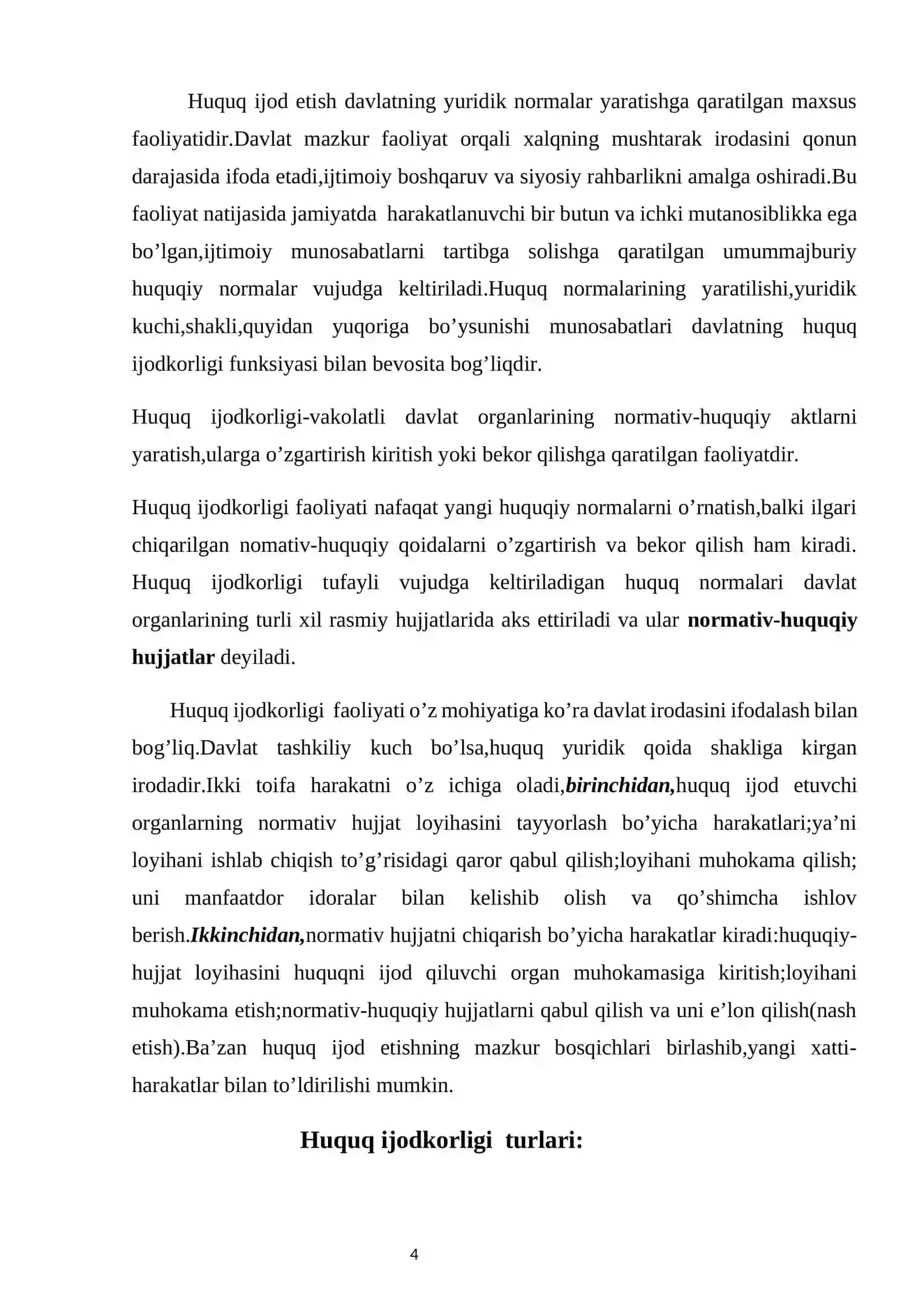 Huquq ijodkorligi tushunchasi, turlari, funksiyalari va prinsiplari 4