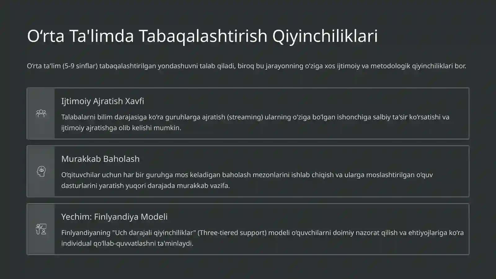 Ta'limni Individuallashtirish va Tabaqalashtirish Muammolari: Turli Bosqichlarda Yondashuvlar 4