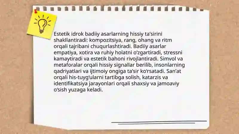 Dunyoni estetik idrok etishda badiiy asarlarning ahamiyati 4