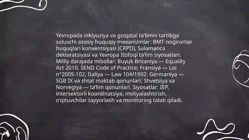 Xorijiy Mamlakatlarda inkyuziv taʼlim va gospital pedagogika anʼanalari va xususiyatlari 4