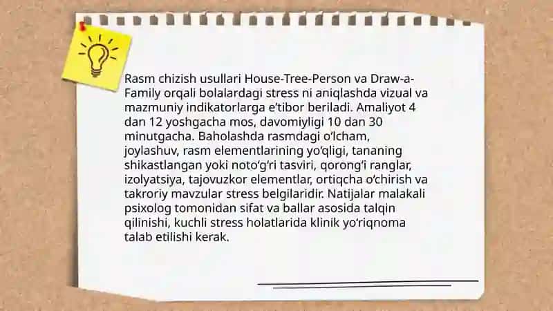 Bolalarda stress darajasini baholash mashqlari 4