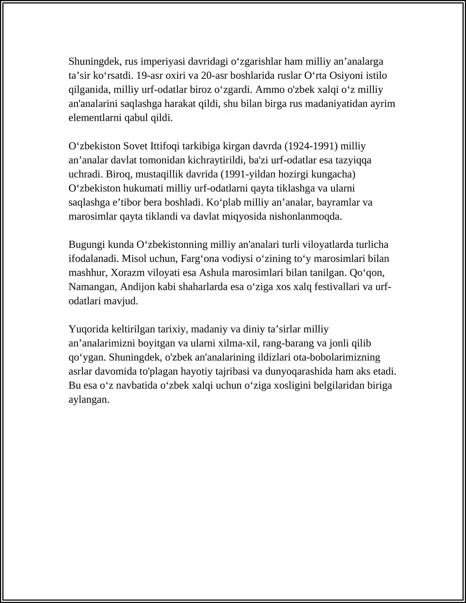 O'ZBEKISTON MILLIY AN'ANALARI HAQIDA 4