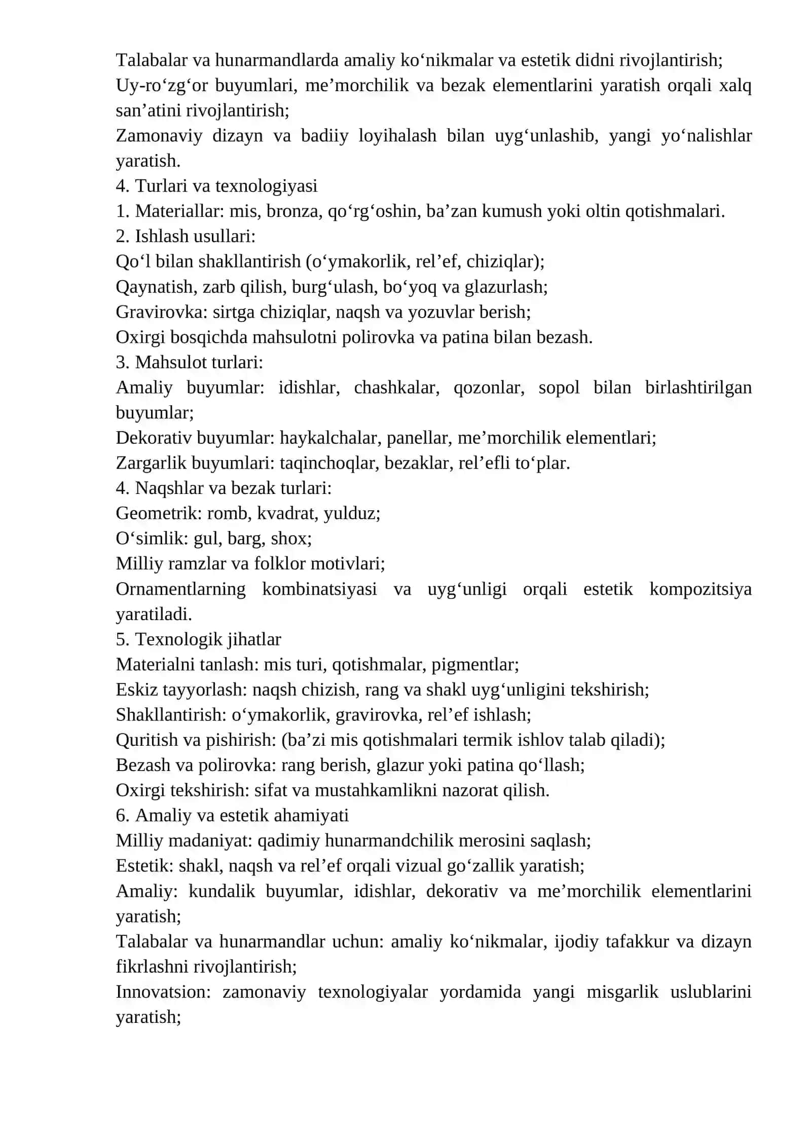 O‘zbek milliy hunarmandchiligi: misgarlik san’ati 4