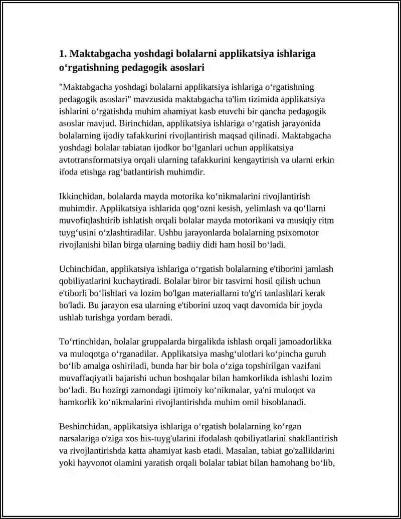 MAKTABGACHA YOSHDAGI BOLALARNI APPLIKATSIYA ISHLARIGA OʻRGATISH MTTNING YOSH GURUHLARIDA APPLIKATSIYA HA OʻRGATISH APPLIKATSIYA MASHGʻULOT ISHLANMASI TUZISH 4