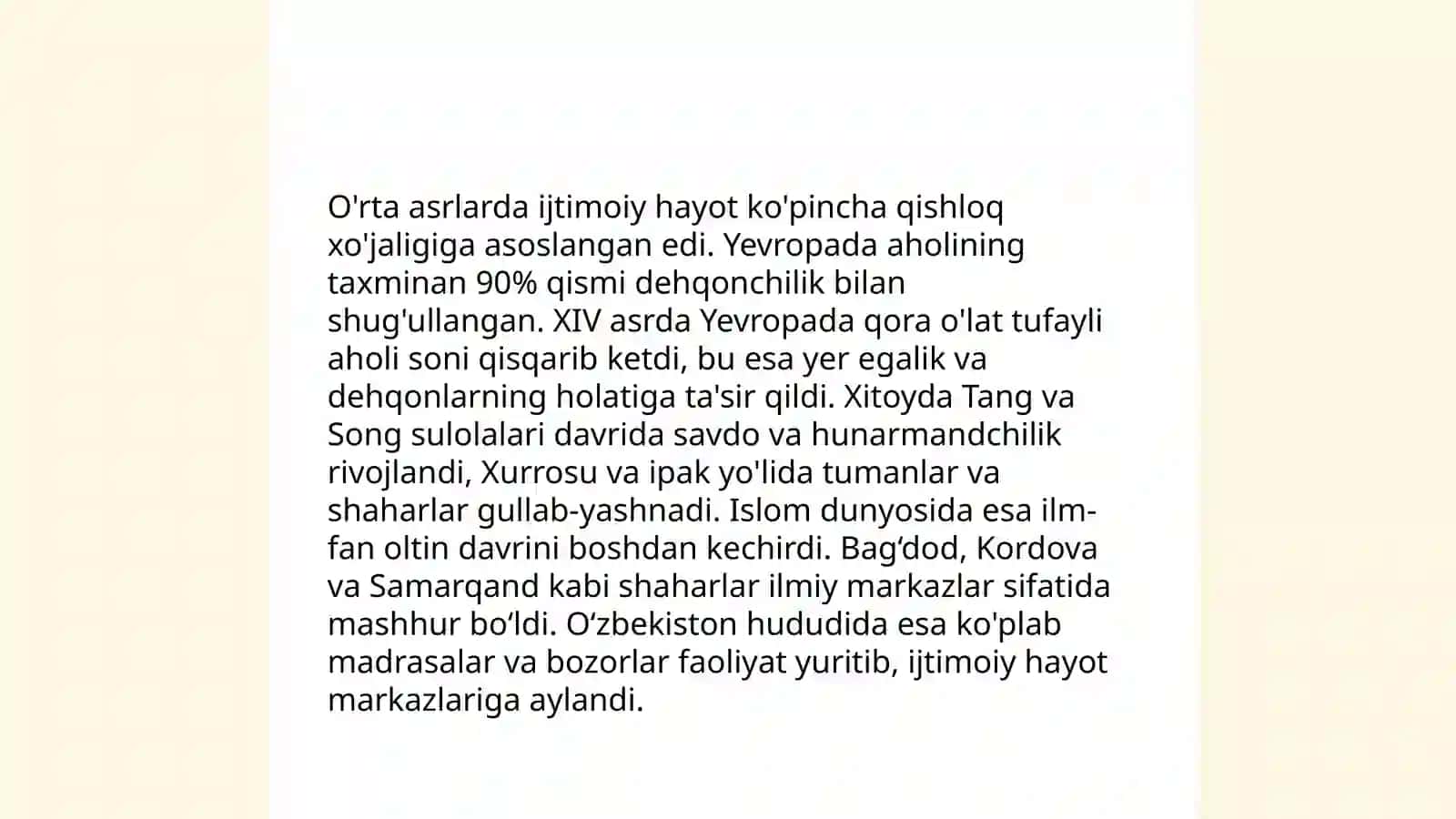 Rivojlangan O'rta Asrlarda Osiyo va Afrika Mamlakatlari Mening Nigohimda 4