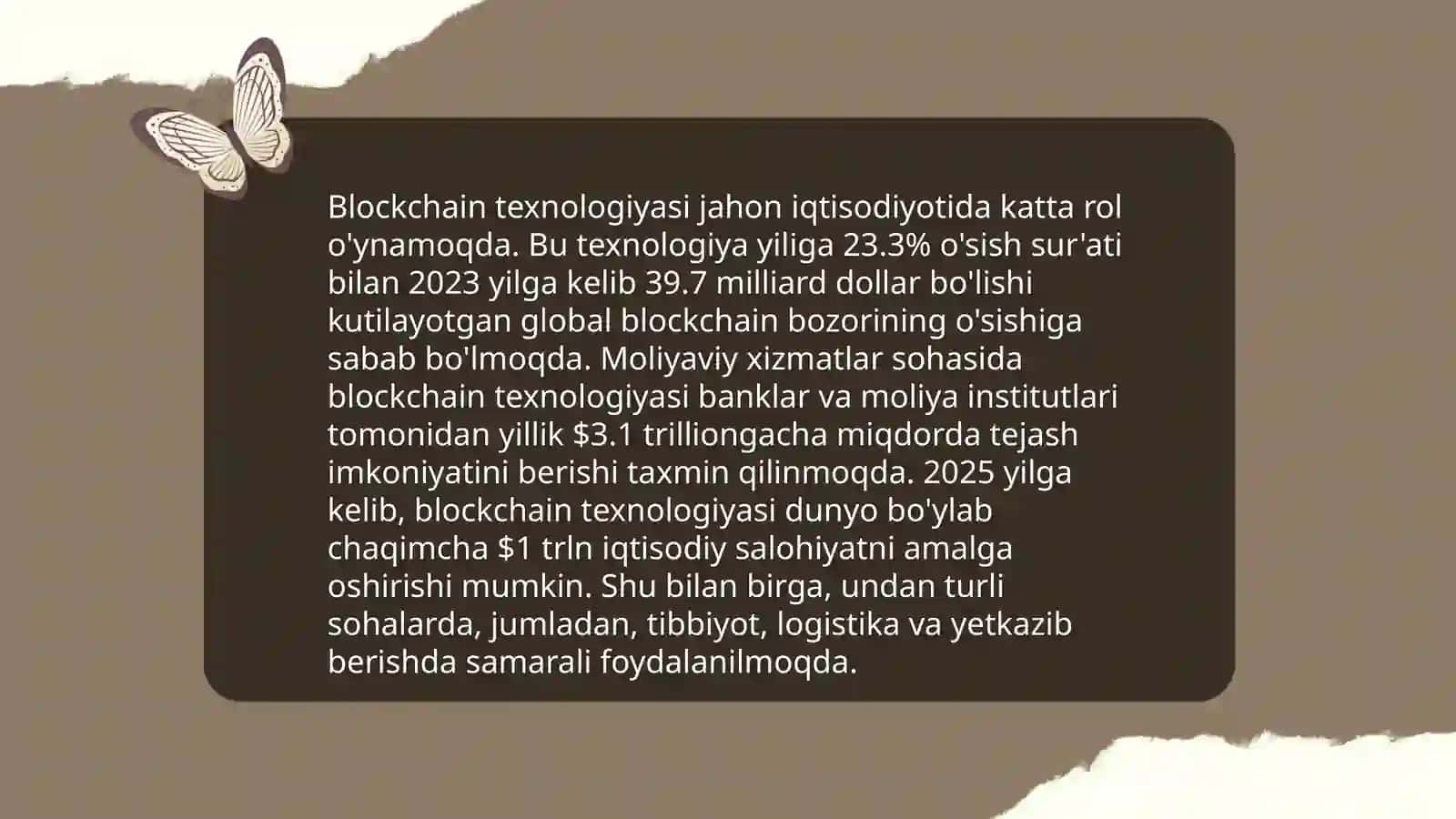 Blockchein texnologiyalarining Jahon miqyosidagi òrni, roli va uni rivojlantirish istiqbollari 4