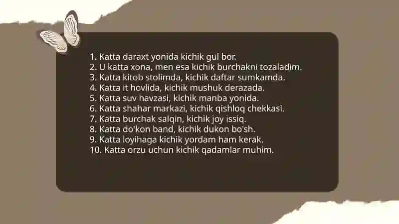Arnoizmlarni qatnashtirib 10 gap tuzish 4
