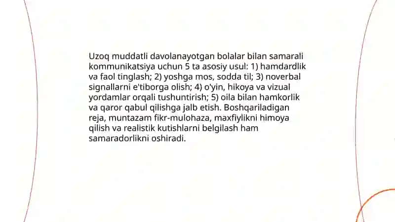Uzoq muddatli davolanayotgan bolalarni psixologik pedagogik qoʻllab quvvatlashda oʻqituvchi shaxsi Dilorom Rahimova 4