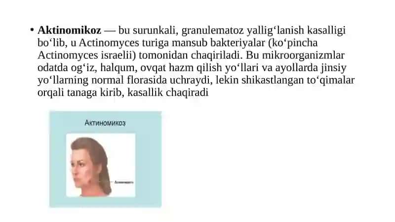 Aktinomikoz va atipik mikobakteriyalar tashxisi 4