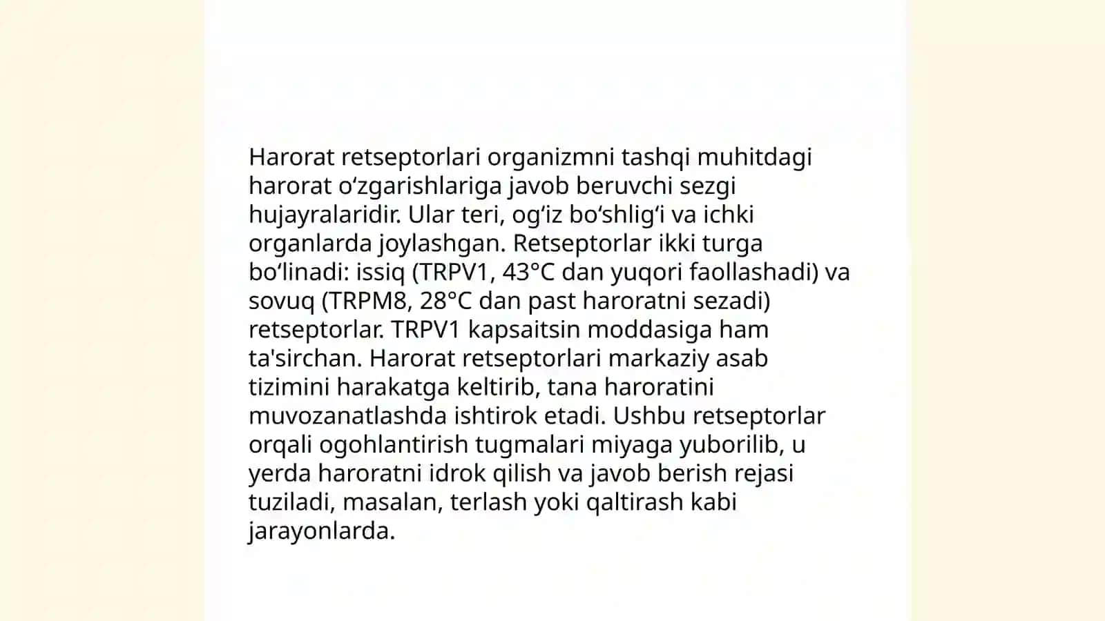 Taktil va harorat retsepsiyasi 4