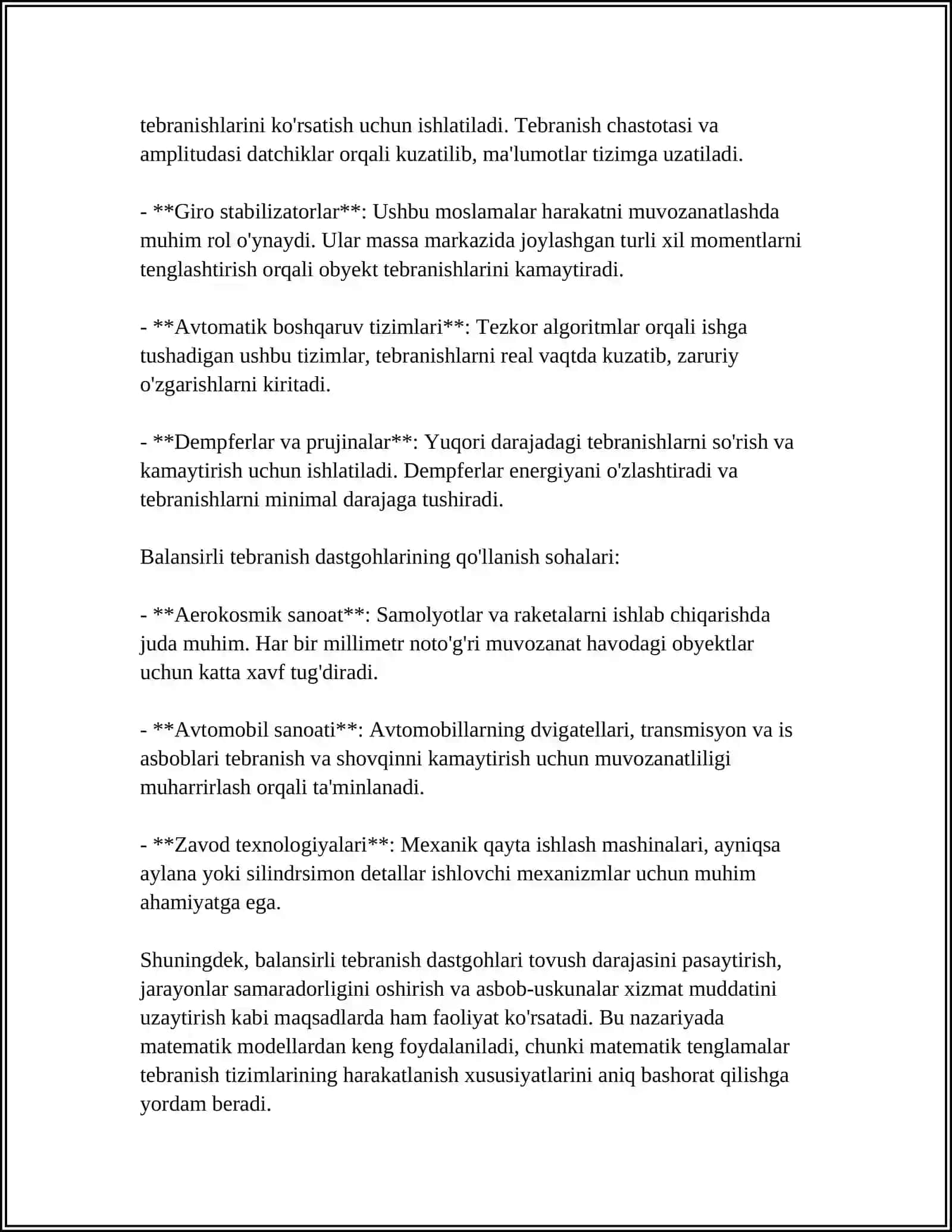 BALANSIRLI, BAANSIRSIZ, QO'SHMA VA ZAJIRLI TEBRANMA DASTGOH 4