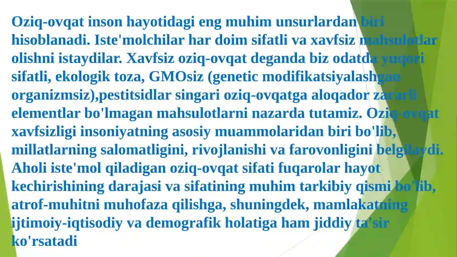 Oziq-ovqat muammolari halqaro standartlari 4