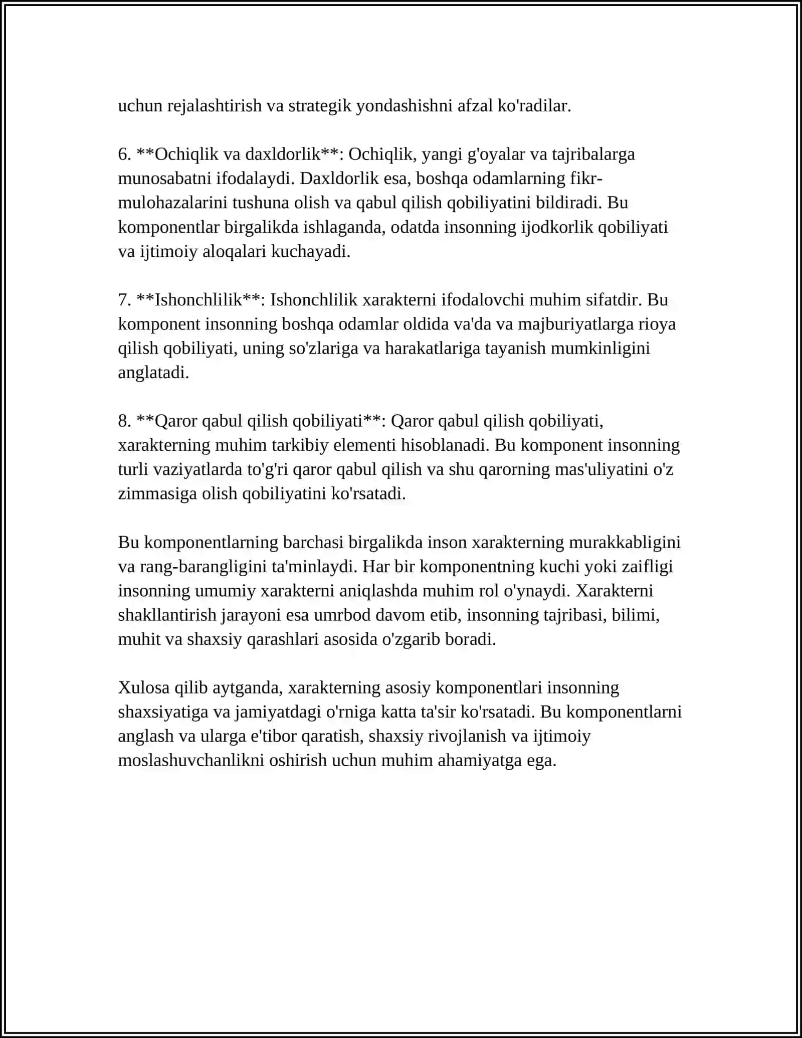 HARAKTER HAQIDA TUSHUNCHA 4