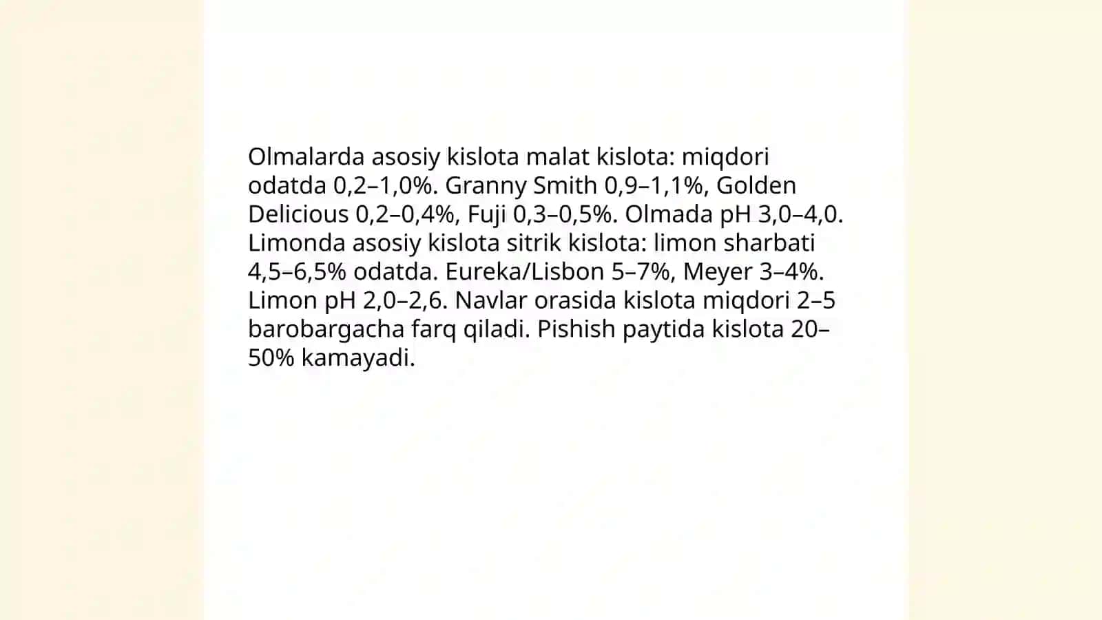 Olma va Limon kislotasi haqida 4