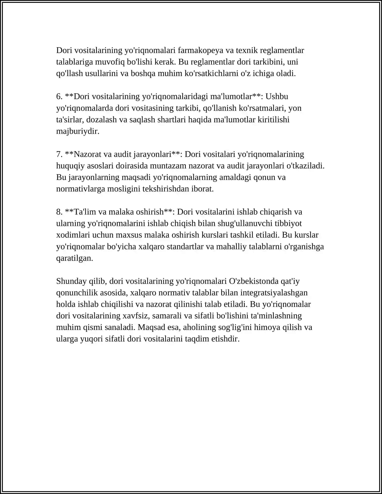 DORI VOSITALARI YO'RIQNOMALARI BILAN ISHLASH TALABLARI 4