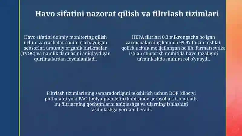 Farmastevtik ishlab chiqarishda bino va xonalarni toza xavo bilan ta’minlash 4