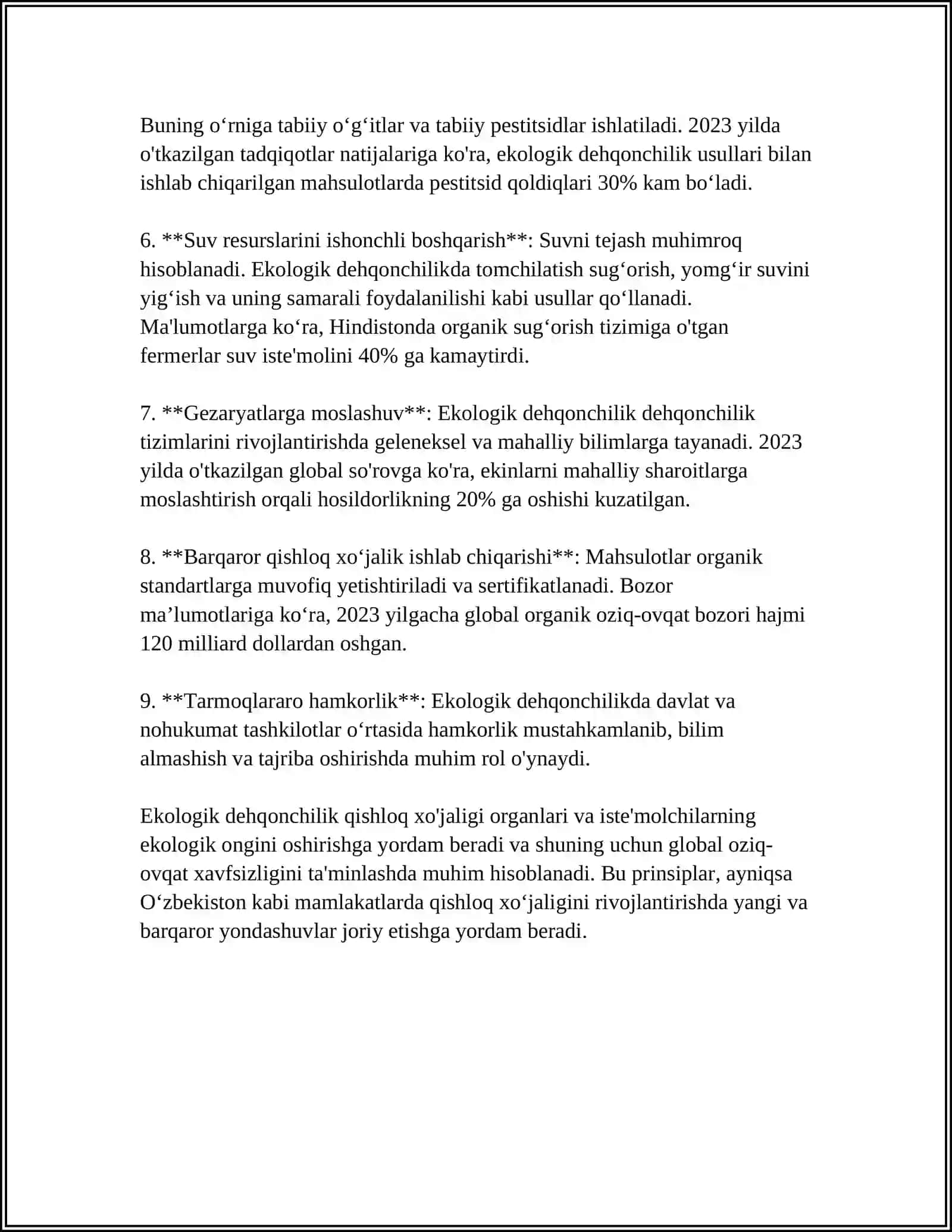 EKOLOGIK DEHQONCHILIK VA EKOLOGIK INTENFIKATSIYA -EKALOGIK DEHQONCHILIK USULLARI VA UNING RIVOJLANISH TENDENSIYASI 4