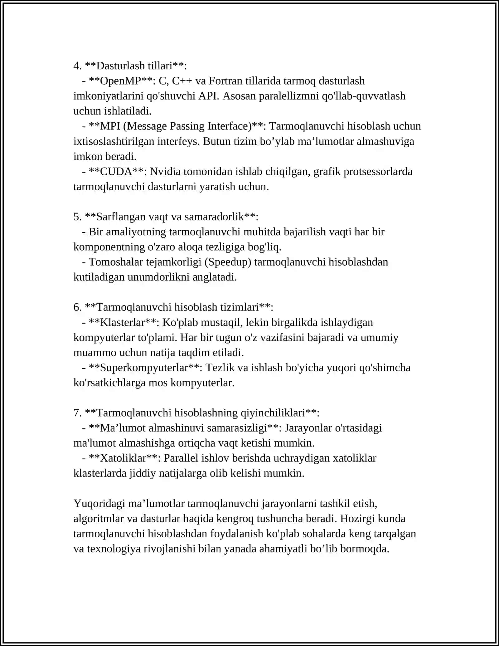 TARMOQLANUVCHI JARAYONLARNI TASHKIL ETISH (ALGORITM VA DASTUR) 4