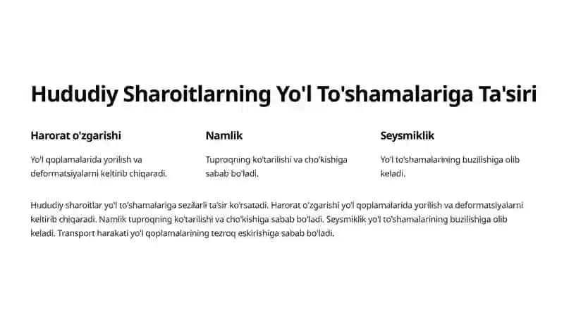 O'zbekiston Respublikasi Hududiy Sharoitida Yo'l To'shamasi Konstruksiyalarini Tanlash Tamoyillari 4