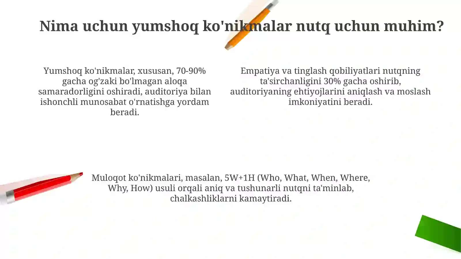 Soft skills-vaziyatni hisobga olgan holda nutq vositalarini tayyorlash 4