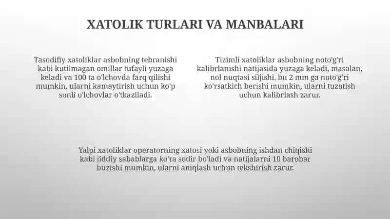 O'lchash xatolari va ularni aniqligi 4