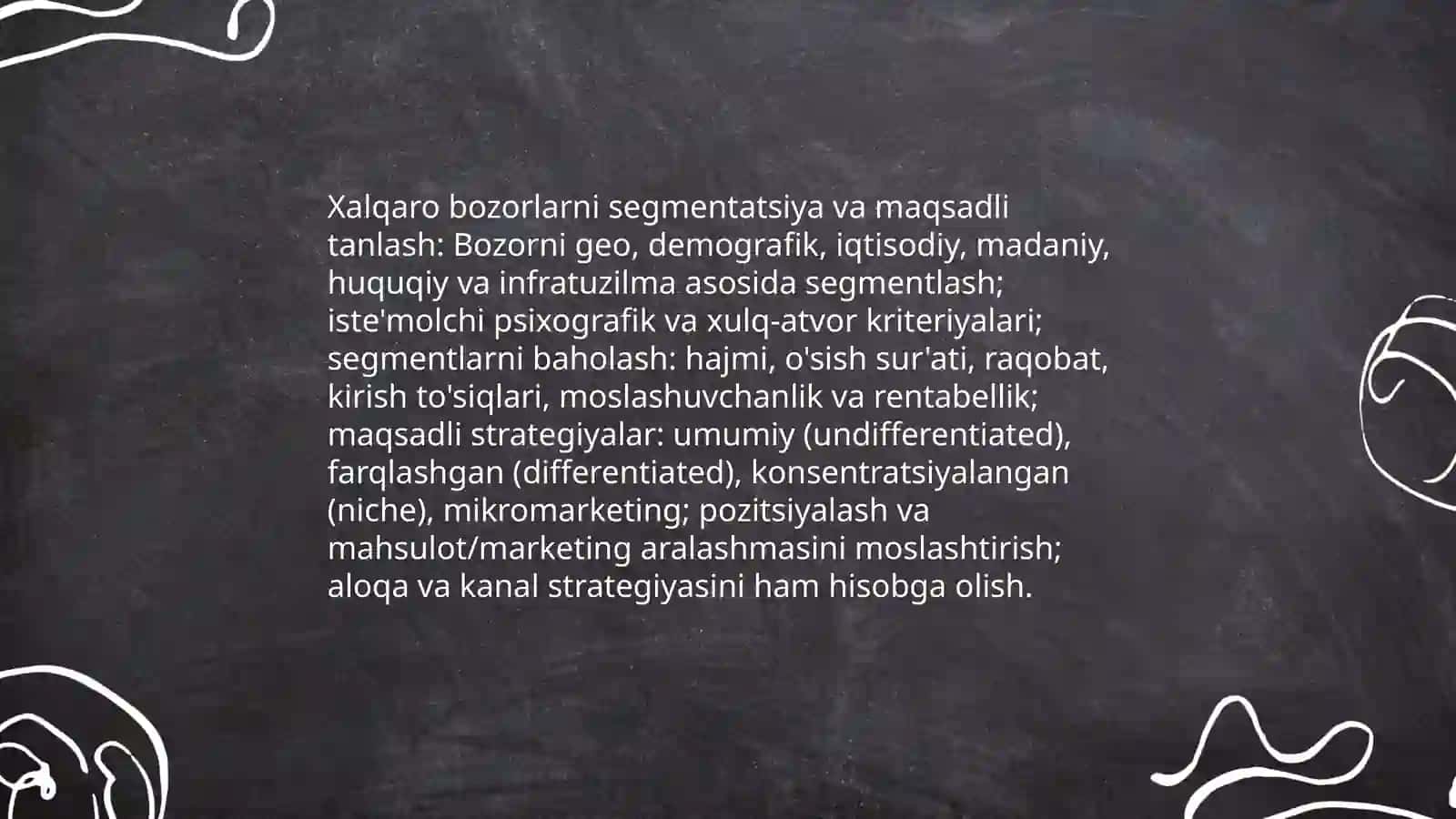Xalqaro bozor segmentatsiyasi asosiy tamoyillari 4