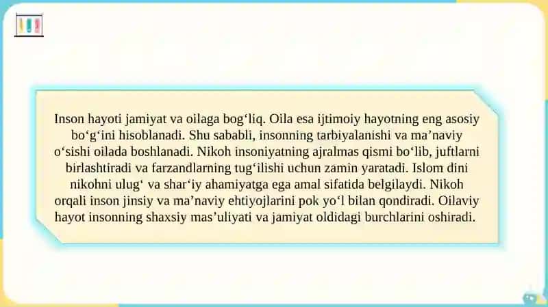Shayx Muhammad Sodiq Muhammad Yusufning Baxtiyor oila asarida islom qadriyatlarining talqini 4