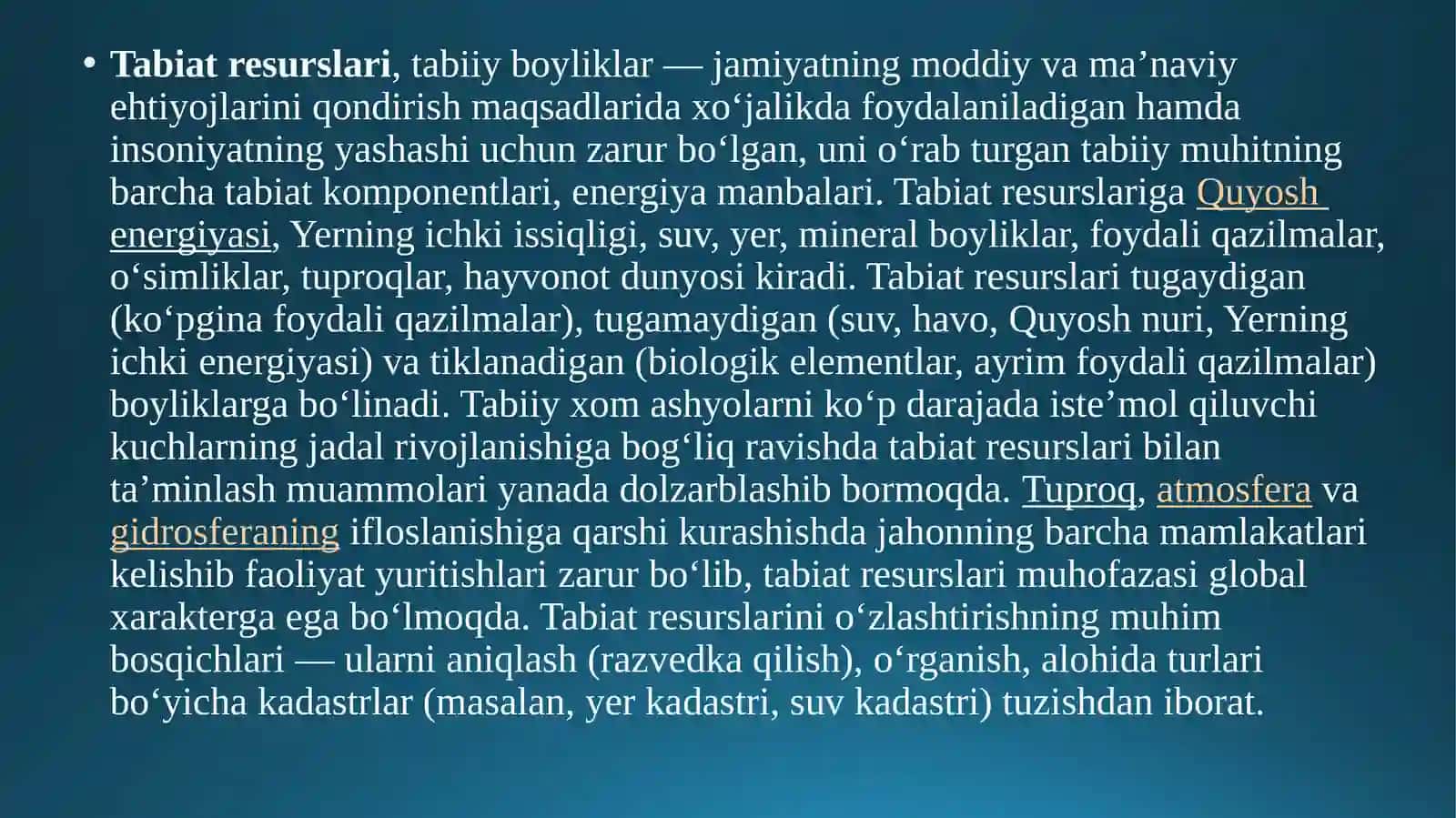 TABIIY RESUS VA ULARNING KLASSIFIKATSIYASI. TABIIY RESUSLARDAN OQILONA FOYDALANISH STRATEGIYAS 4