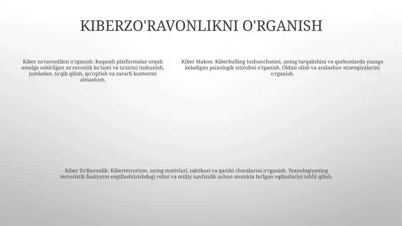 Kiber Makon, Kiber Terrorizm, Kiber ZoʻRavonlik Tushunchalarining Mohiyati 4