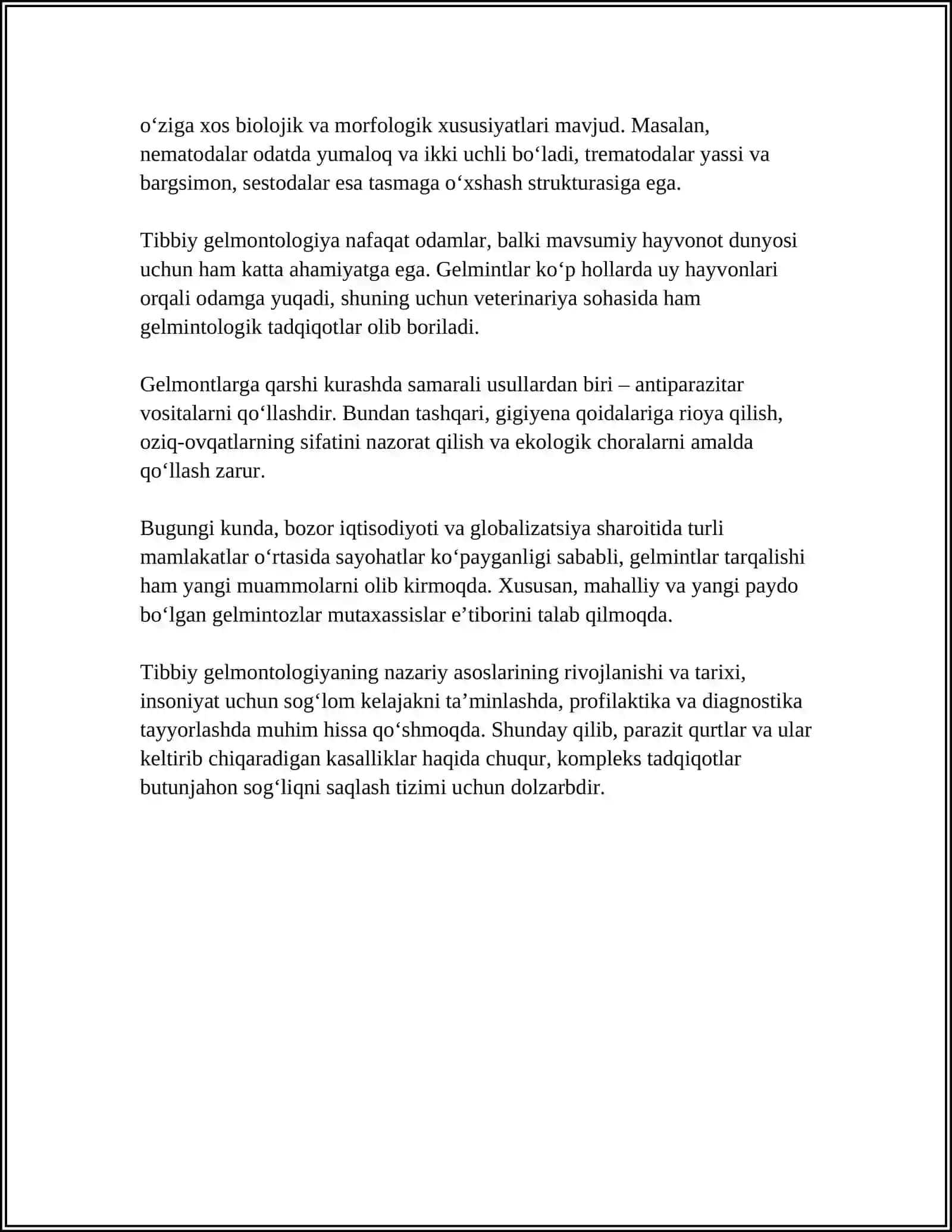 Tibbiy Gelmontologiya va Araxnoentomologiya Referat 4
