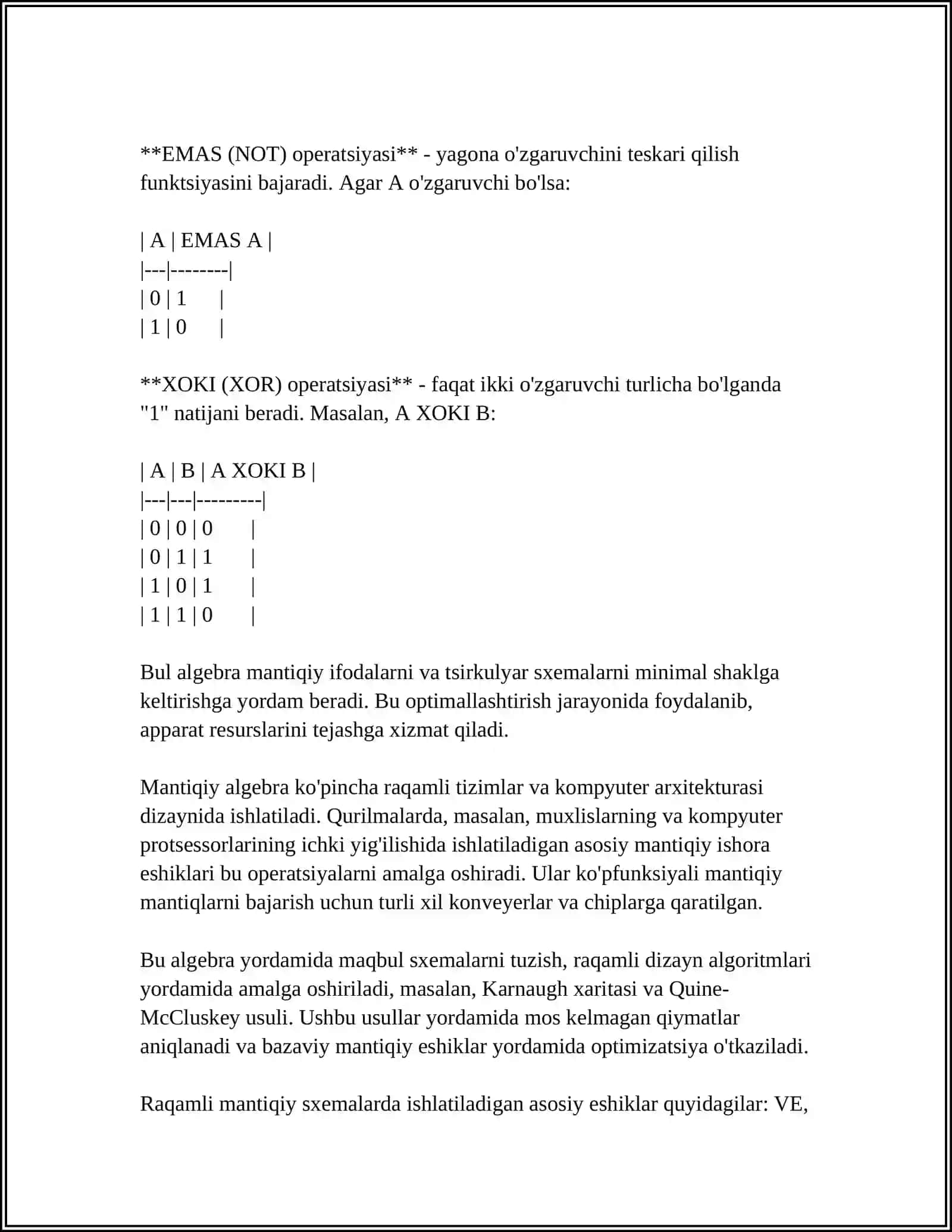 MANTIQQIY ALGEBRA ASOSLARI.ASOSIY TEOREMA VA AKSIOMALAR 4