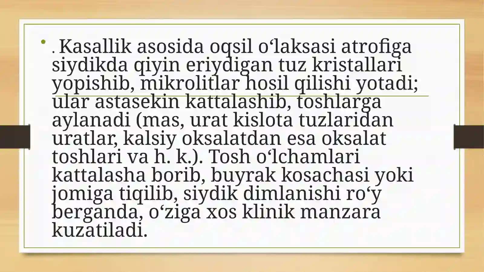 Buyraklarda tosh hosil bo’lishini oldini olishning biokimyoviy asoslari 4