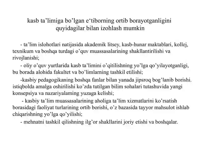 O’zbekiston Respublikasida ta’limni rivojlantirishning yangi bosqichida kasb pedagogikasi 4